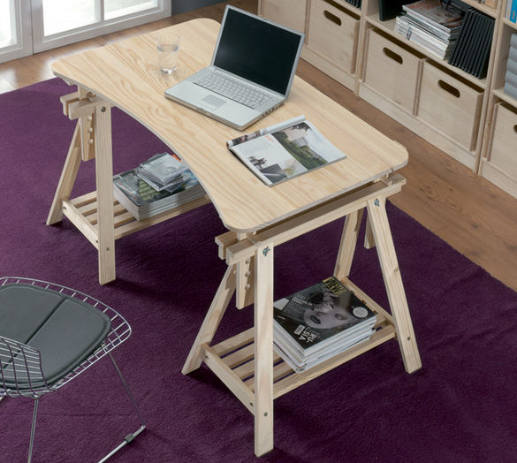 Escritorio caballete con encimera de madera, un diseño irrepetible en tu despacho