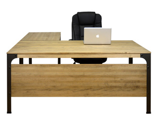 Imagen de Mesa Oficina Industrial Bristol madera y hierro con Ala