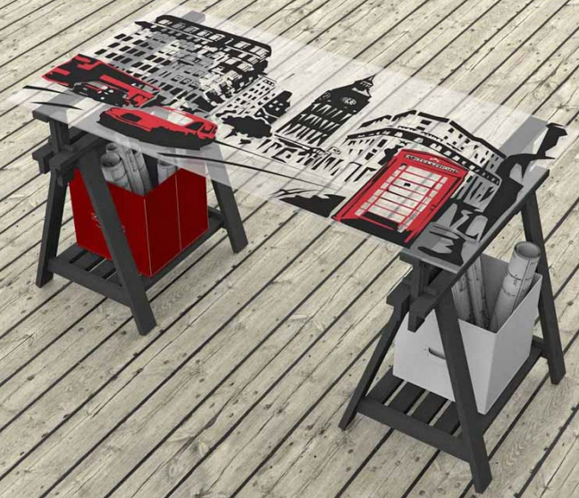 Moderno escritorio caballete con encimera, la nueva moda en escritorios 